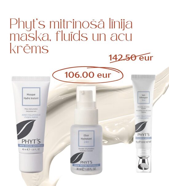 PHYTS ORGANIC mitrinošās līnijas fluīds, maska un acu krēms, komplekts